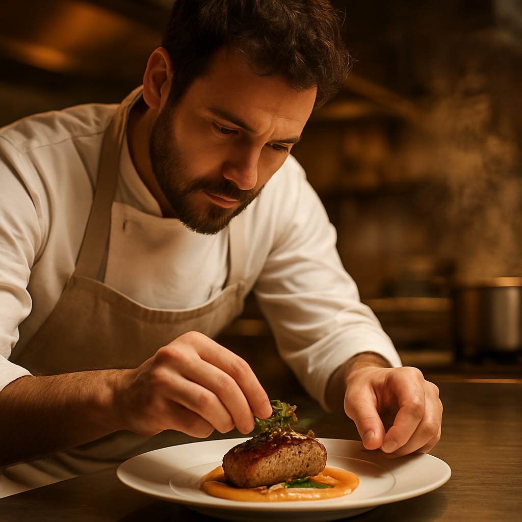 Chef plating a dish