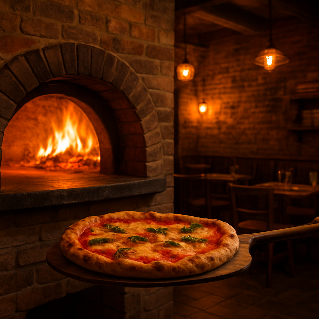 Mario's brick oven in action
