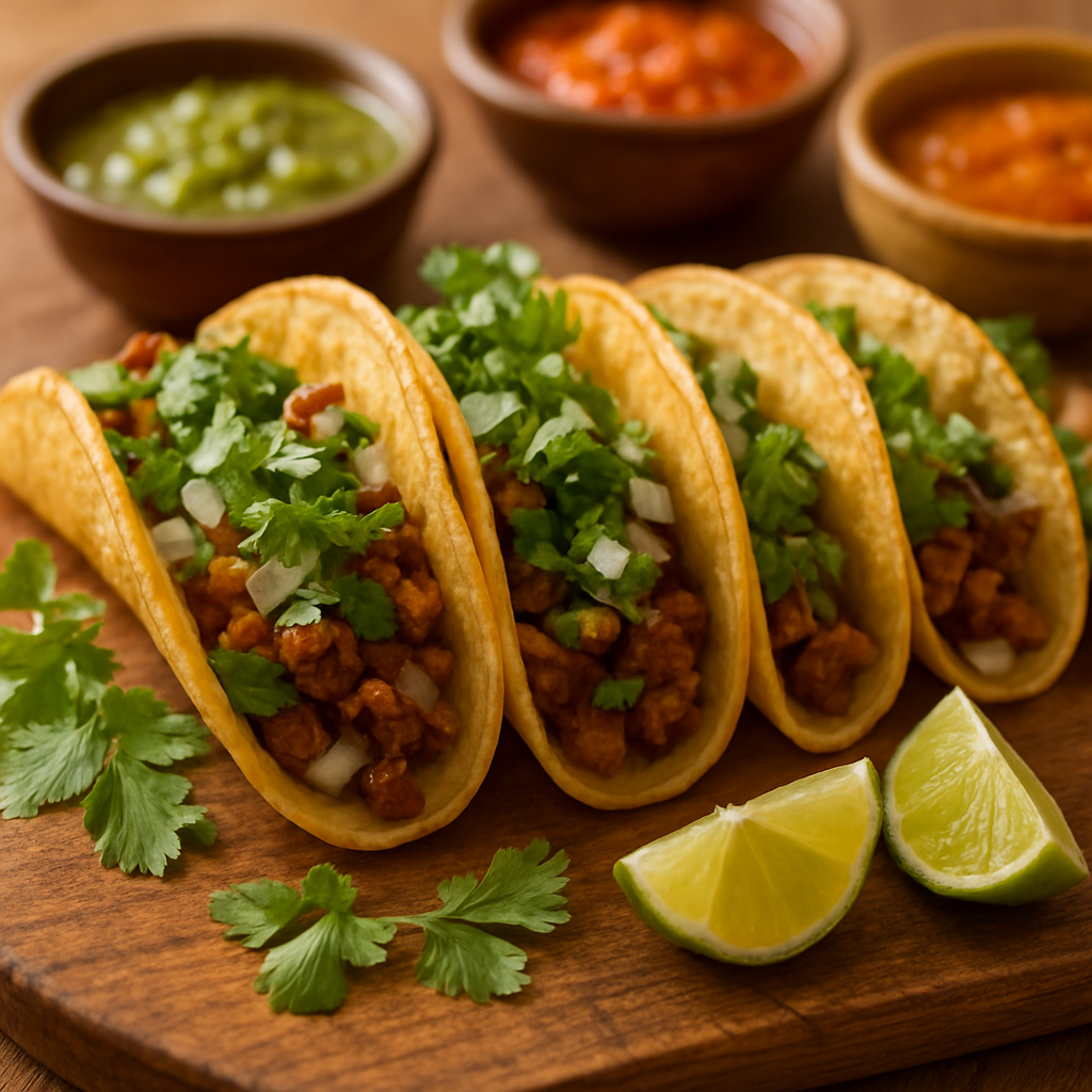 Fuego street tacos plated up