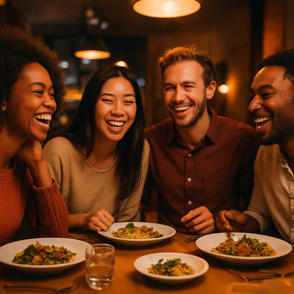 Happy customers dining
